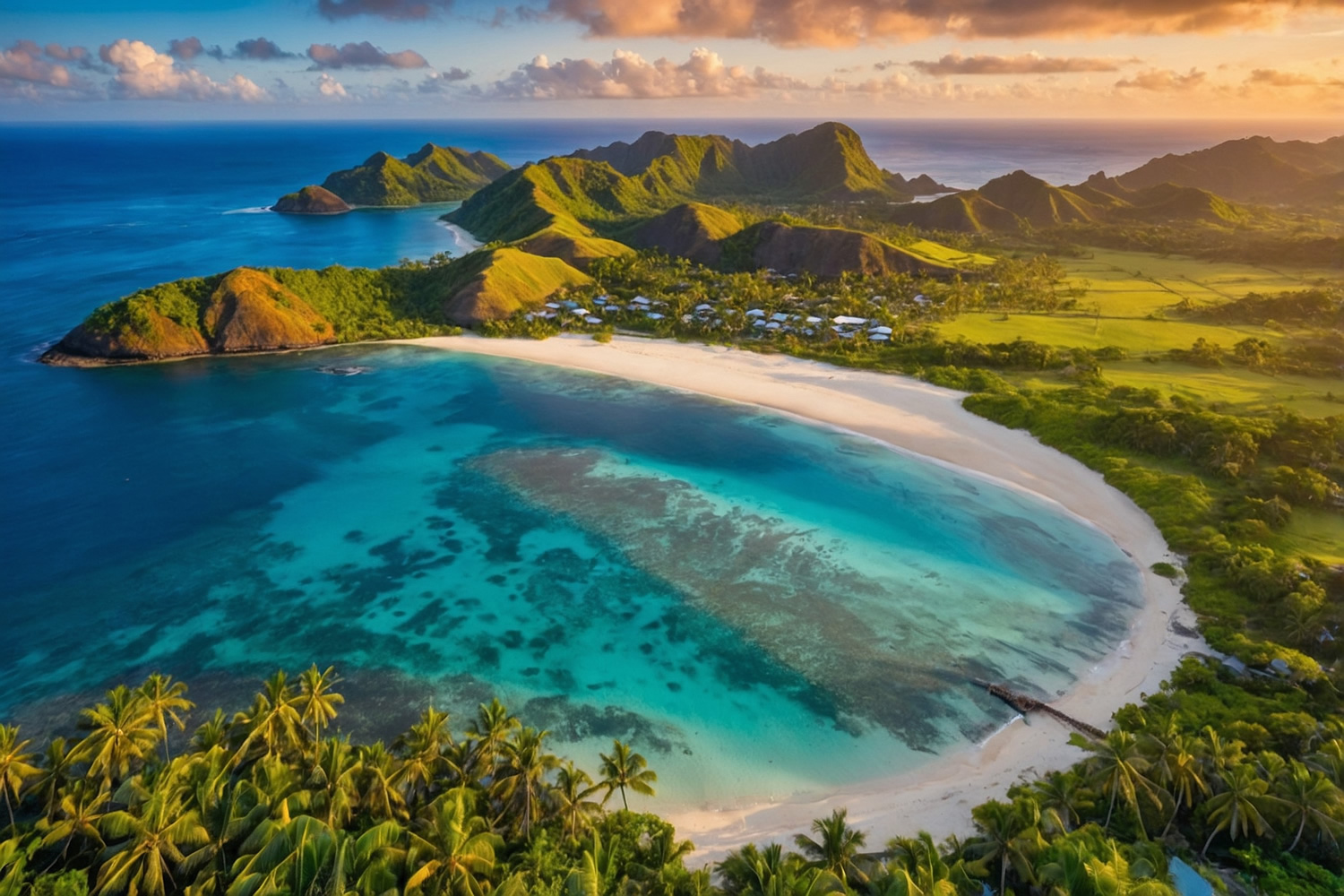 Beautiful coastal sunrise landscape Fiji island