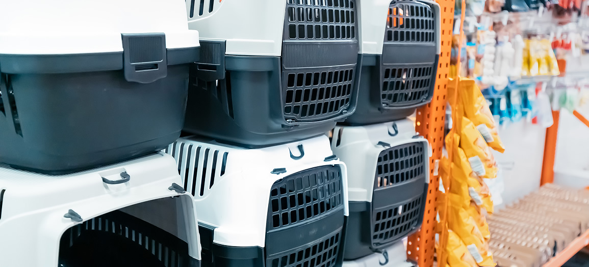 Cat or dog plastic box carrier for sale in pet shop